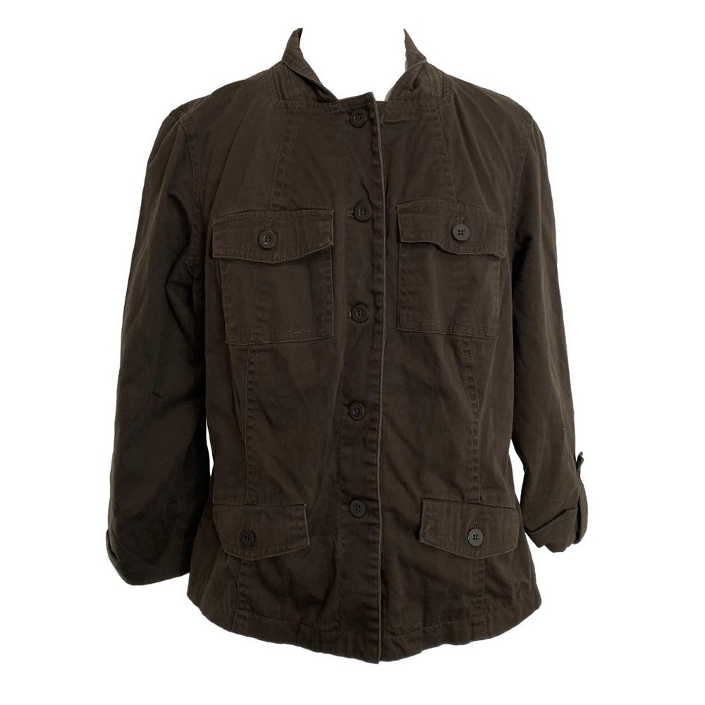 Light Womens Jacket Size Small Brown Lined Cotton Blend Button Front